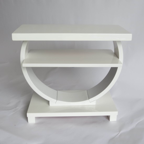 Pair of White Lacquer Modernage End Tables